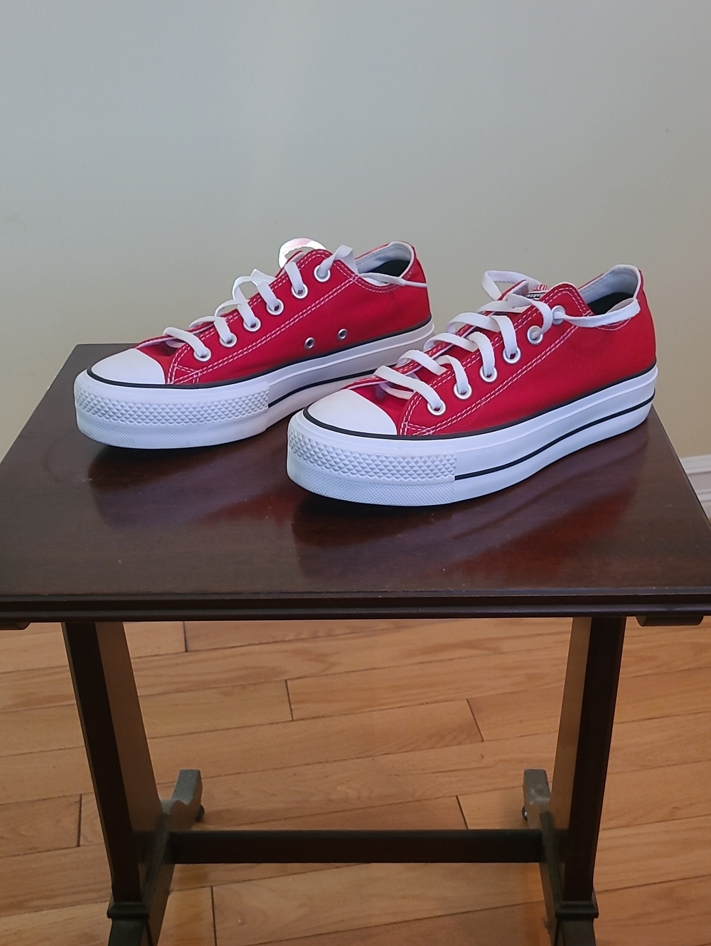 Red Canvas Low-Top Platform Sneakers - Unbranded